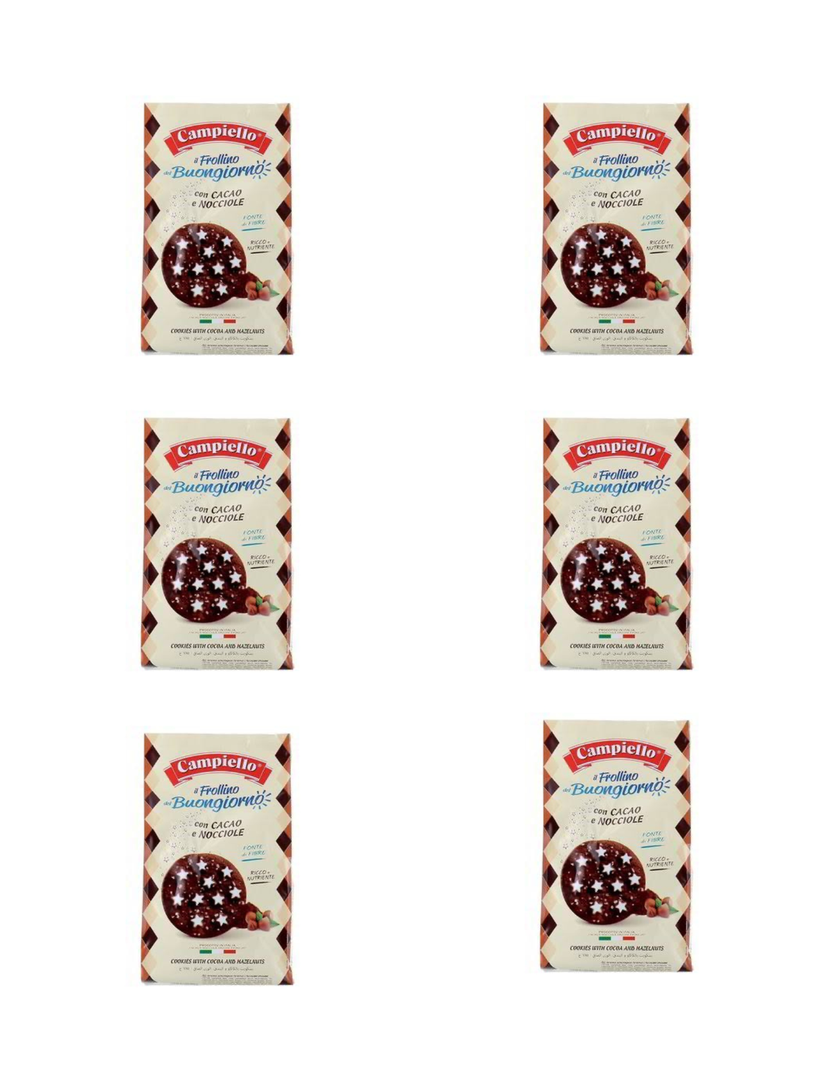 Campiello Frollino del Buongiorno mit Kakao und Haselnüssen – italienisch Original – 6er-Pack