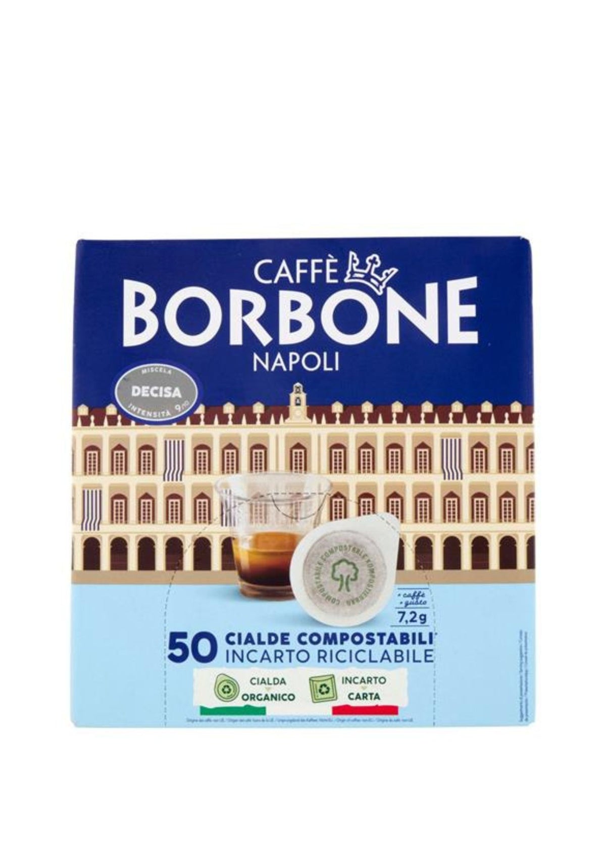 Caffè Borbone Miscela Decisa E.S.E. Kaffeepads 44mm kompostierbar (50 x 7,2g) – Vorratspack intensiver neapolitanischer Espresso