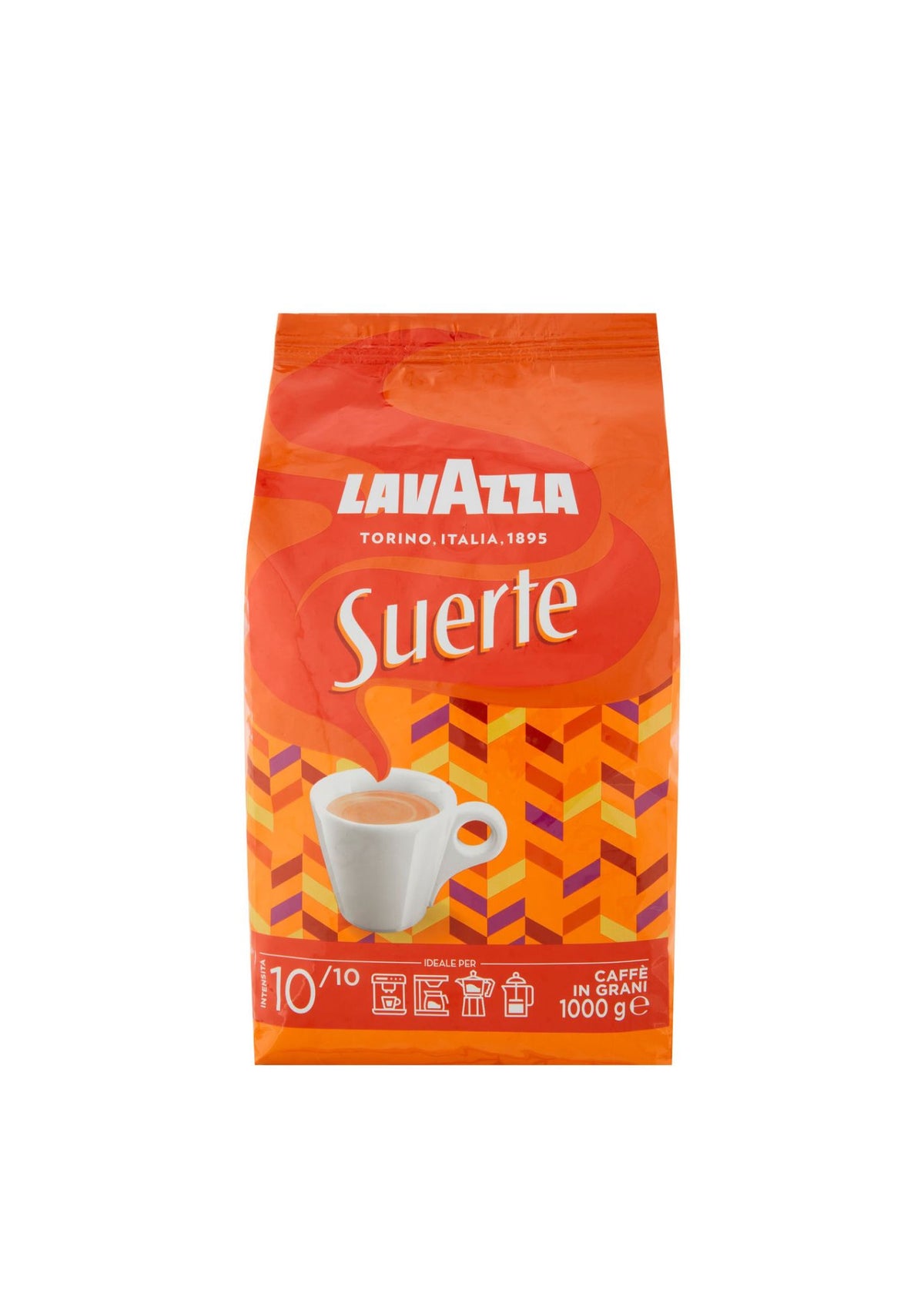 Lavazza Suerte Ganze Bohnen (1kg Packung) – extra kräftig & intensiv für Kaffeevollautomaten
