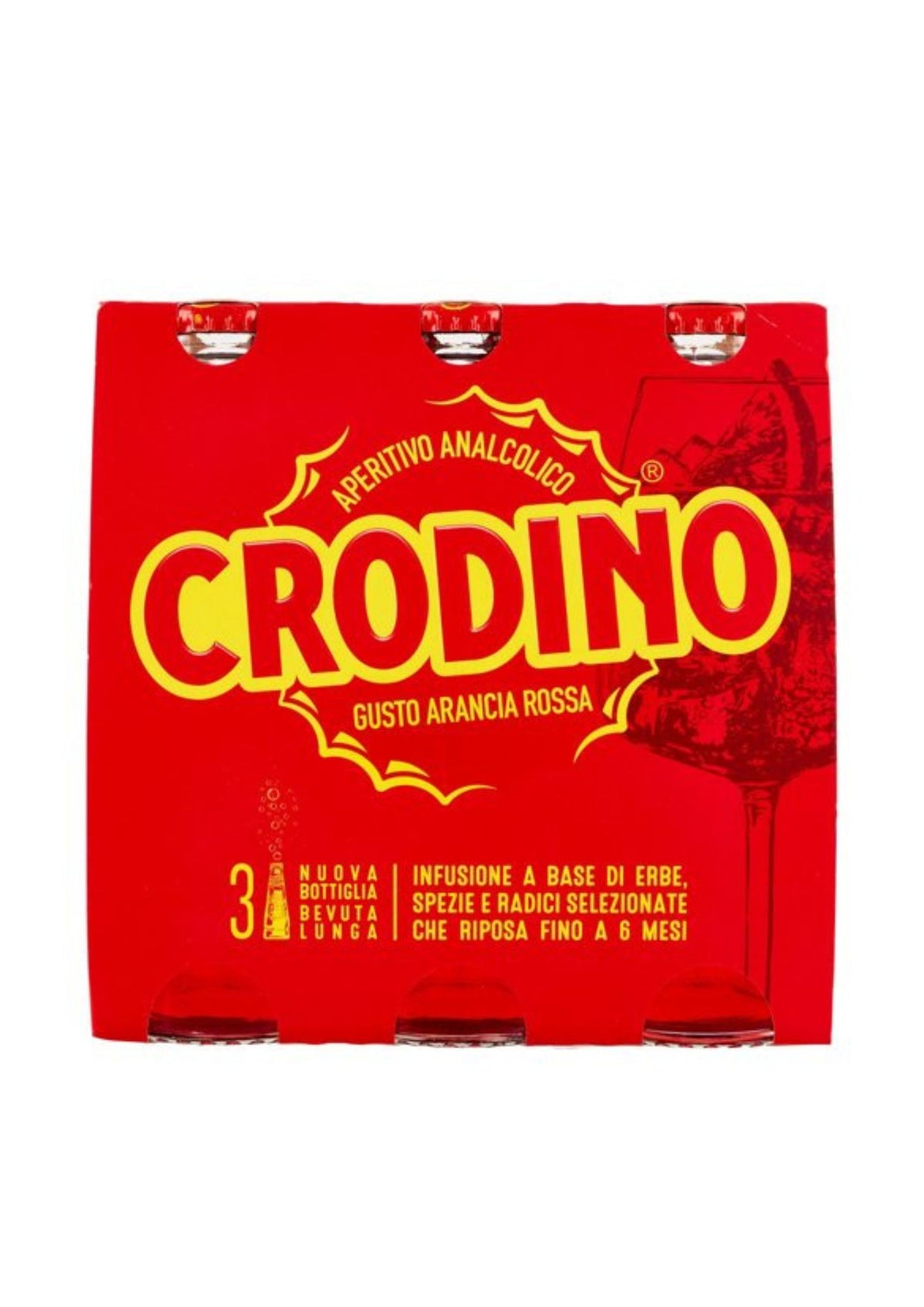 Crodino Gusto Arancia Rossa Glasflaschen- 100% alkoholfrei - 3er-Pack / 3 x 175ml) – italienisch Original