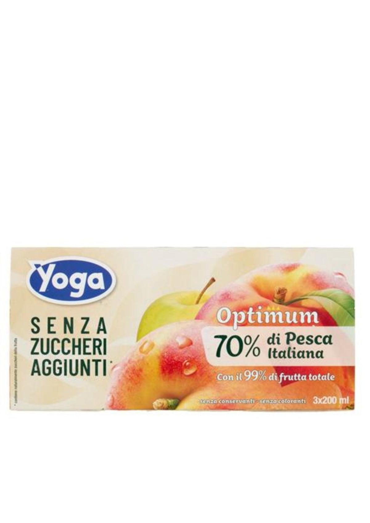 Yoga Optimum 70% di Pesca Italiana Fruchtsaft ohne Zuckerzusatz (3er-Pack / 3 x 200ml) mit Strohhalm – italienisch Original