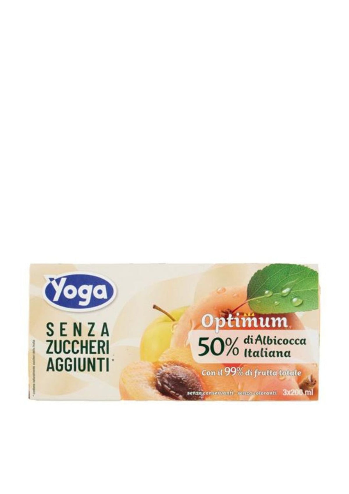 Yoga Optimum 50% di Albicocca Italiana Fruchtsaft ohne Zuckerzusatz (3er-Pack / 3 x 200ml) mit Strohhalm – italienisch Original