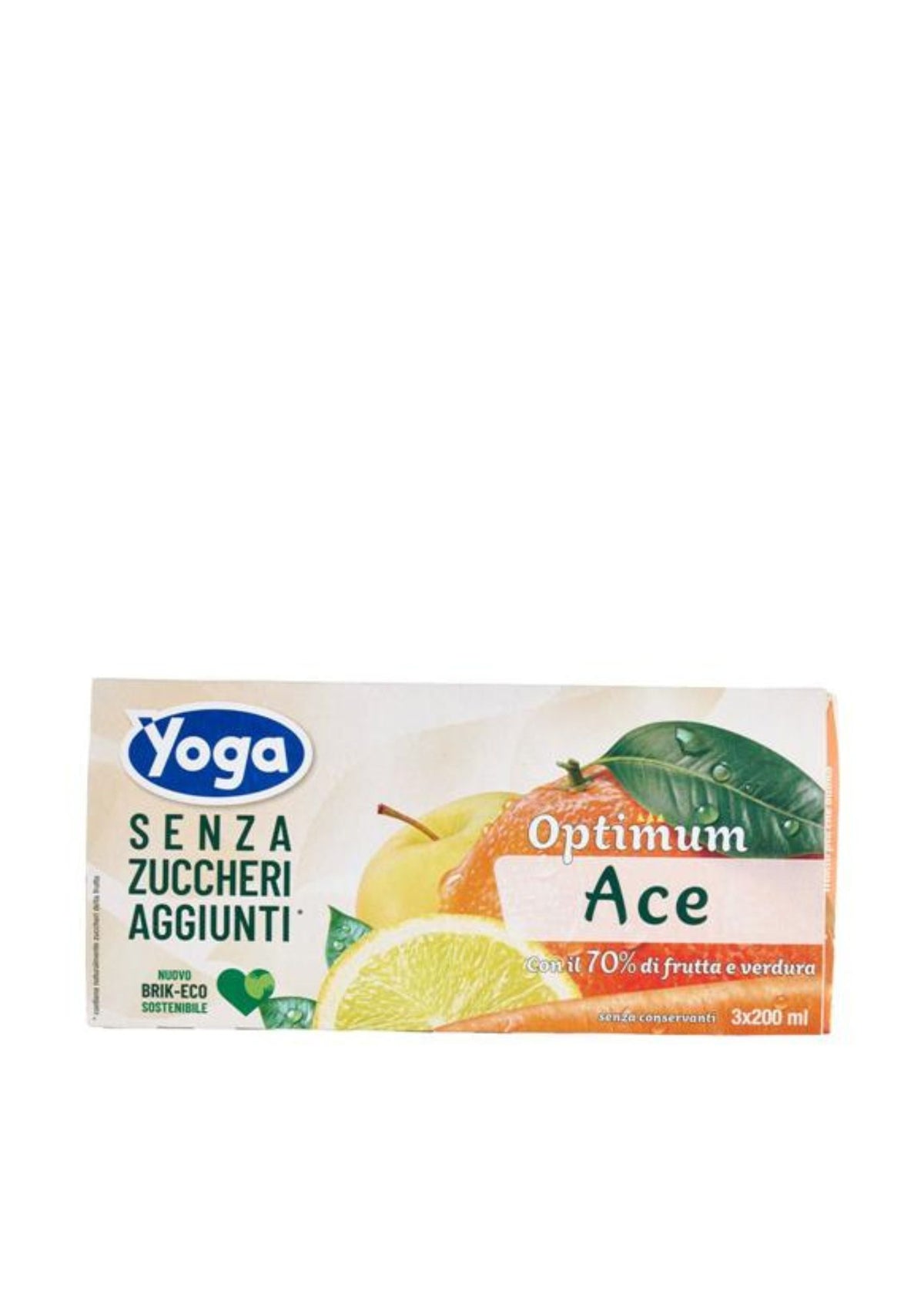 Yoga Optimum ACE Fruchtsaft ohne Zuckerzusatz (3er-Pack / 3 x 200ml) mit Strohhalm – mit Vitaminen A-C-E – italienisch Original
