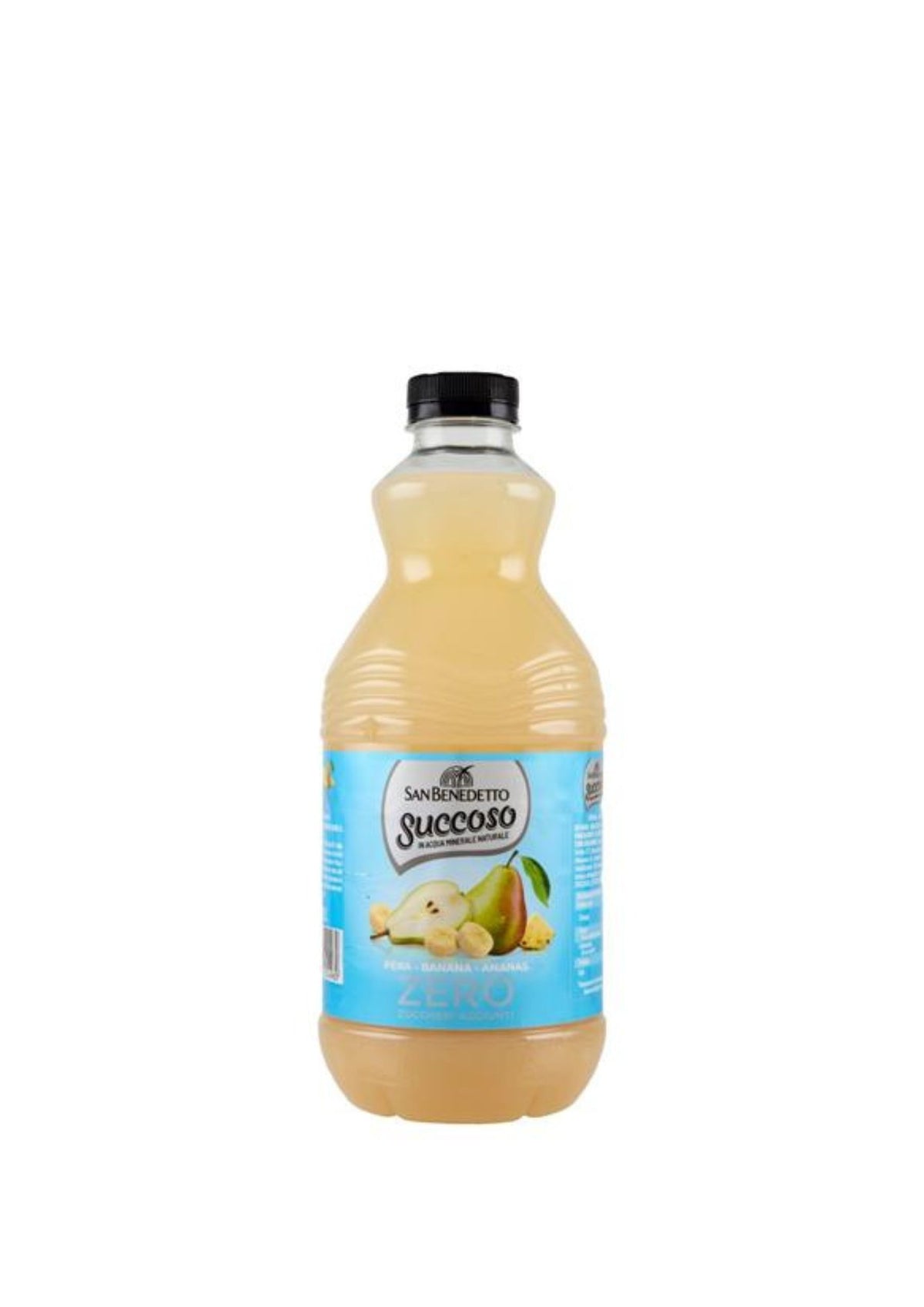 San Benedetto Succoso Zero Pera Banana Ananas PET Flasche (0,9L) ohne Zuckerzusatz – italienisch Original