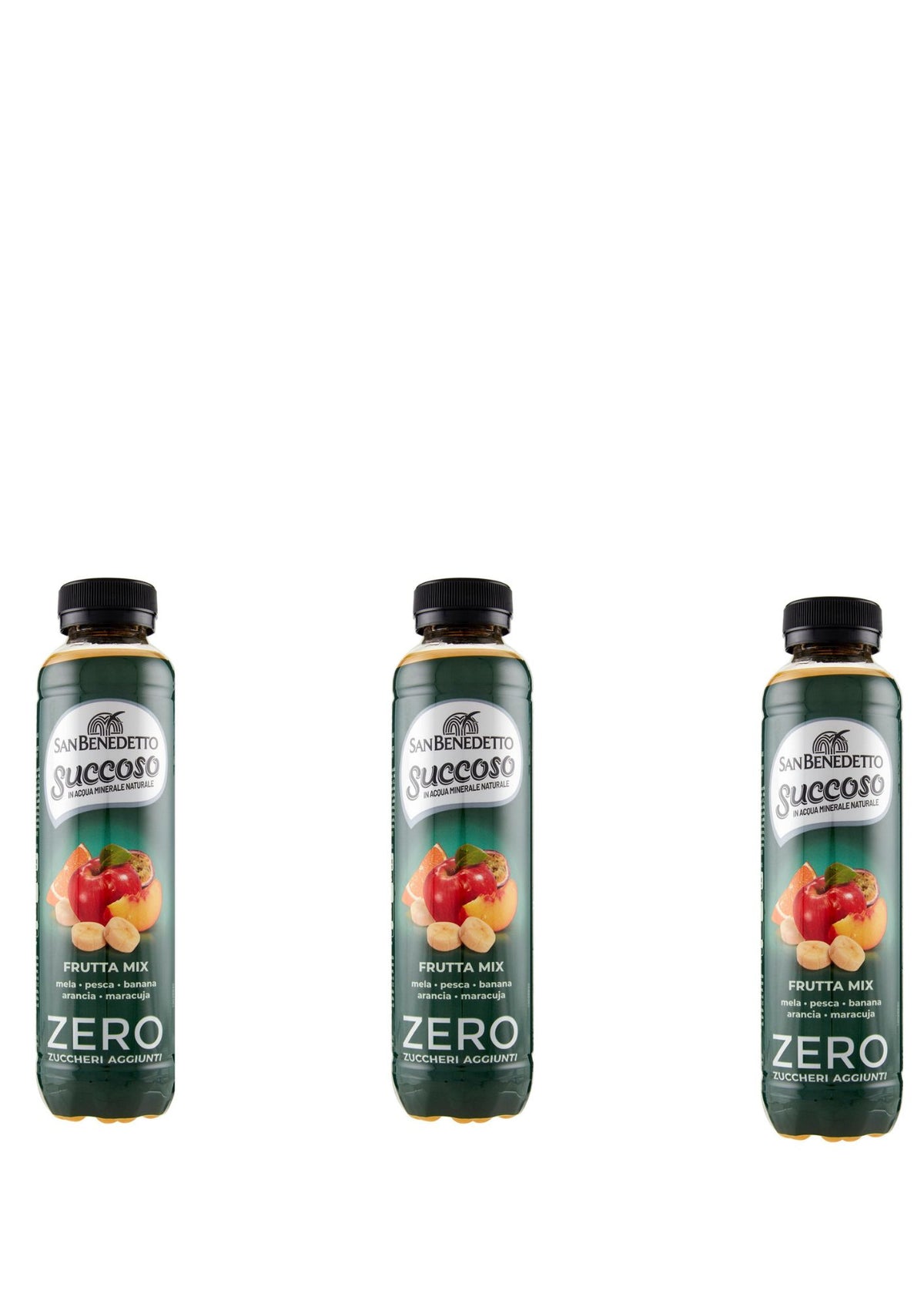 San Benedetto Succoso Zero Frutta Mix PET Flaschen (3er-Pack / 3 x 400ml) ohne Zuckerzusatz – Multifrucht – italienisch Original