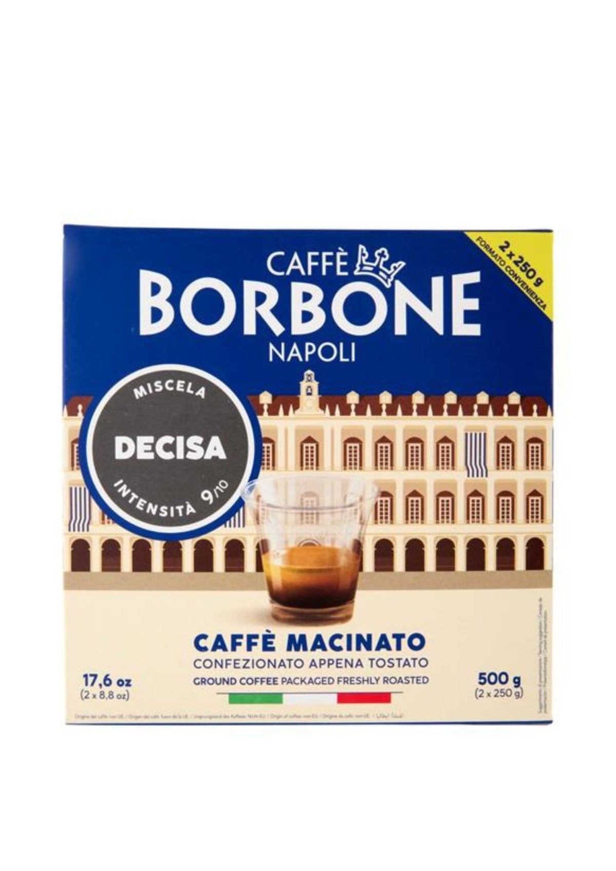 Caffè Borbone Miscela Decisa Gemahlener Kaffee (2er-Pack / 2 x 250g) – kräftiger neapolitanischer Espresso für die Mokkakanne