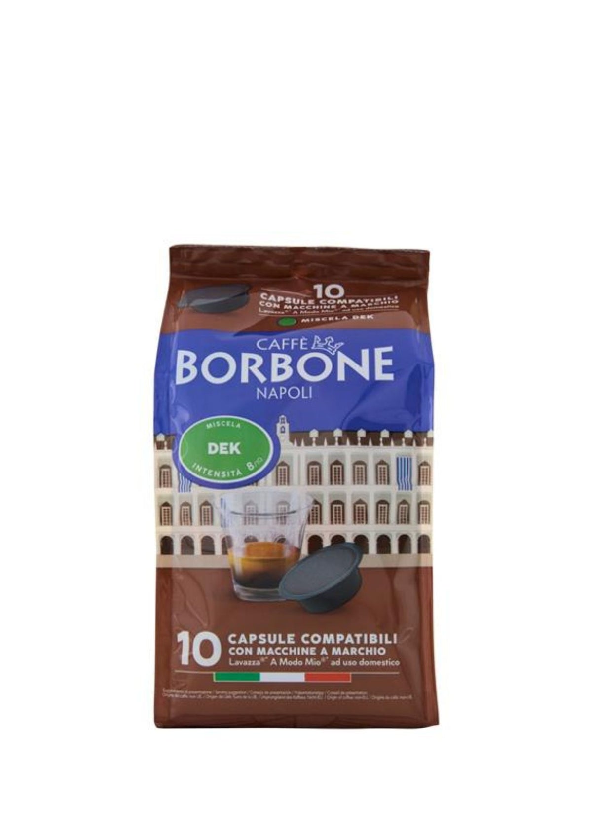 Caffè Borbone Miscela Dek Entkoffeiniert Lavazza®* A Modo Mio®* kompatible Kapseln (10er-Pack / 10 x 7,2g) – italienischer koffeinfreier Espresso