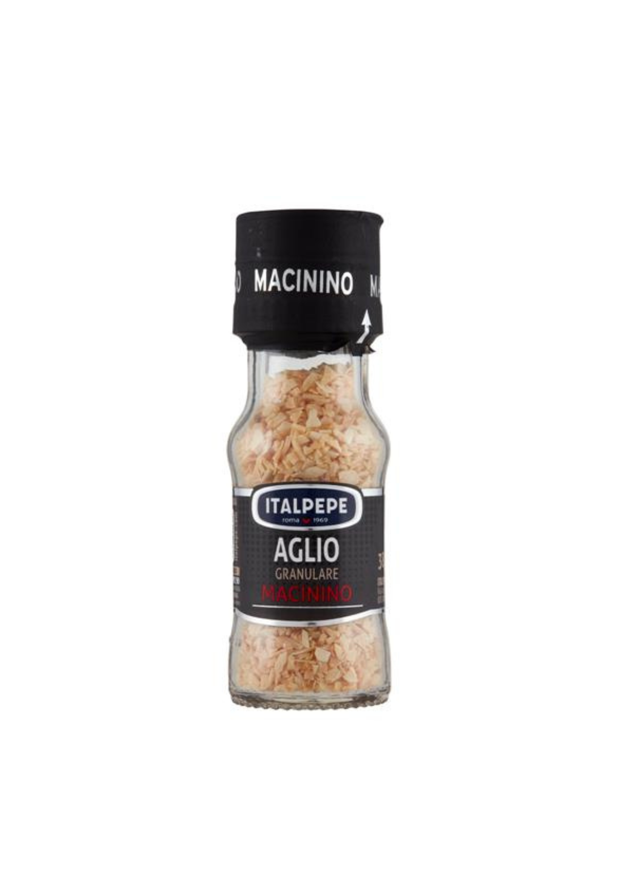Italpepe Aglio Granulare (38g) – Aromatisch getrockneter Knoblauch granuliert im Glasstreuer – italienisch Original