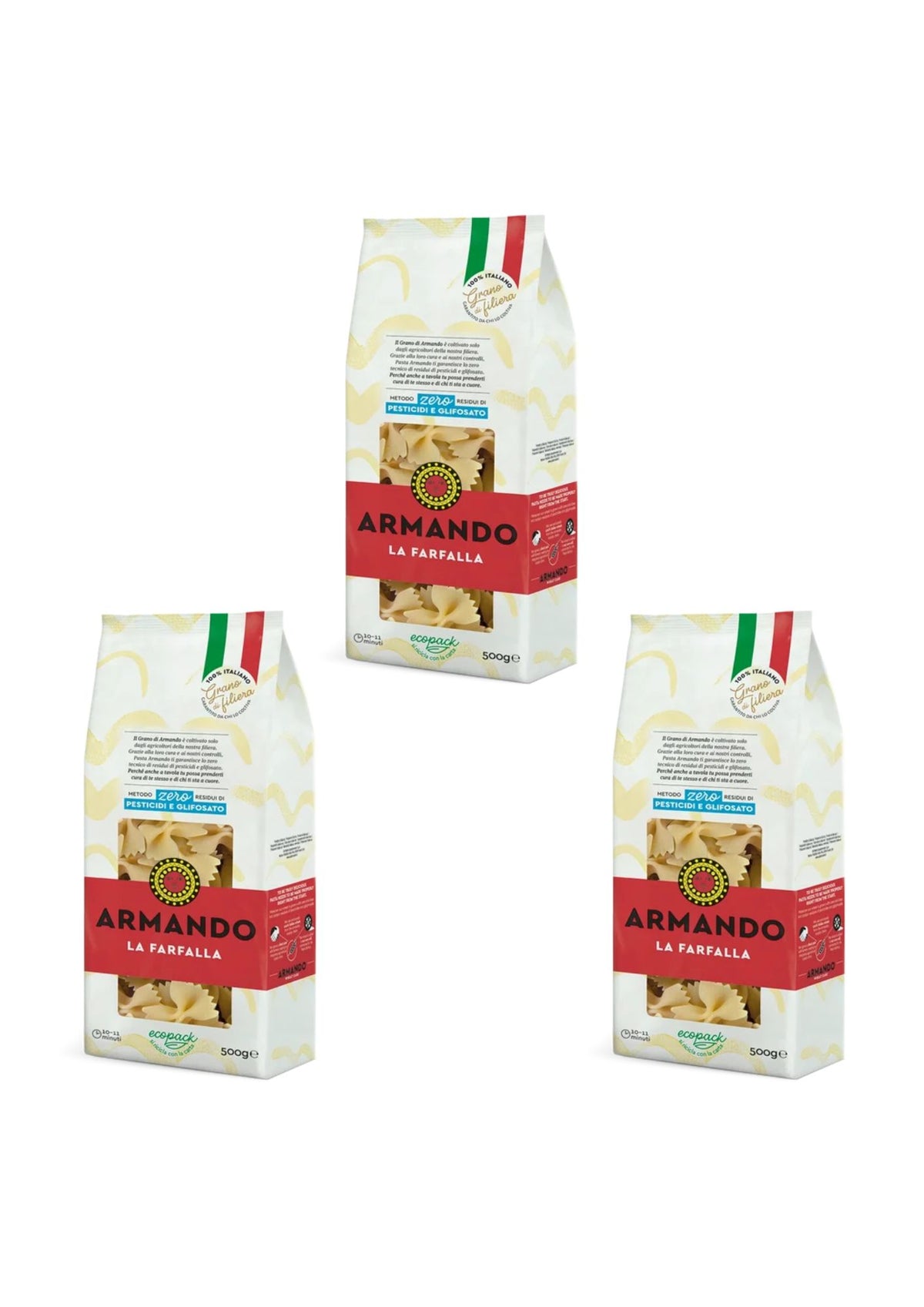 Pasta Armando La Farfalla (3 x 500g) – Pasta di Filiera 100% Italienisch – italienisch Original