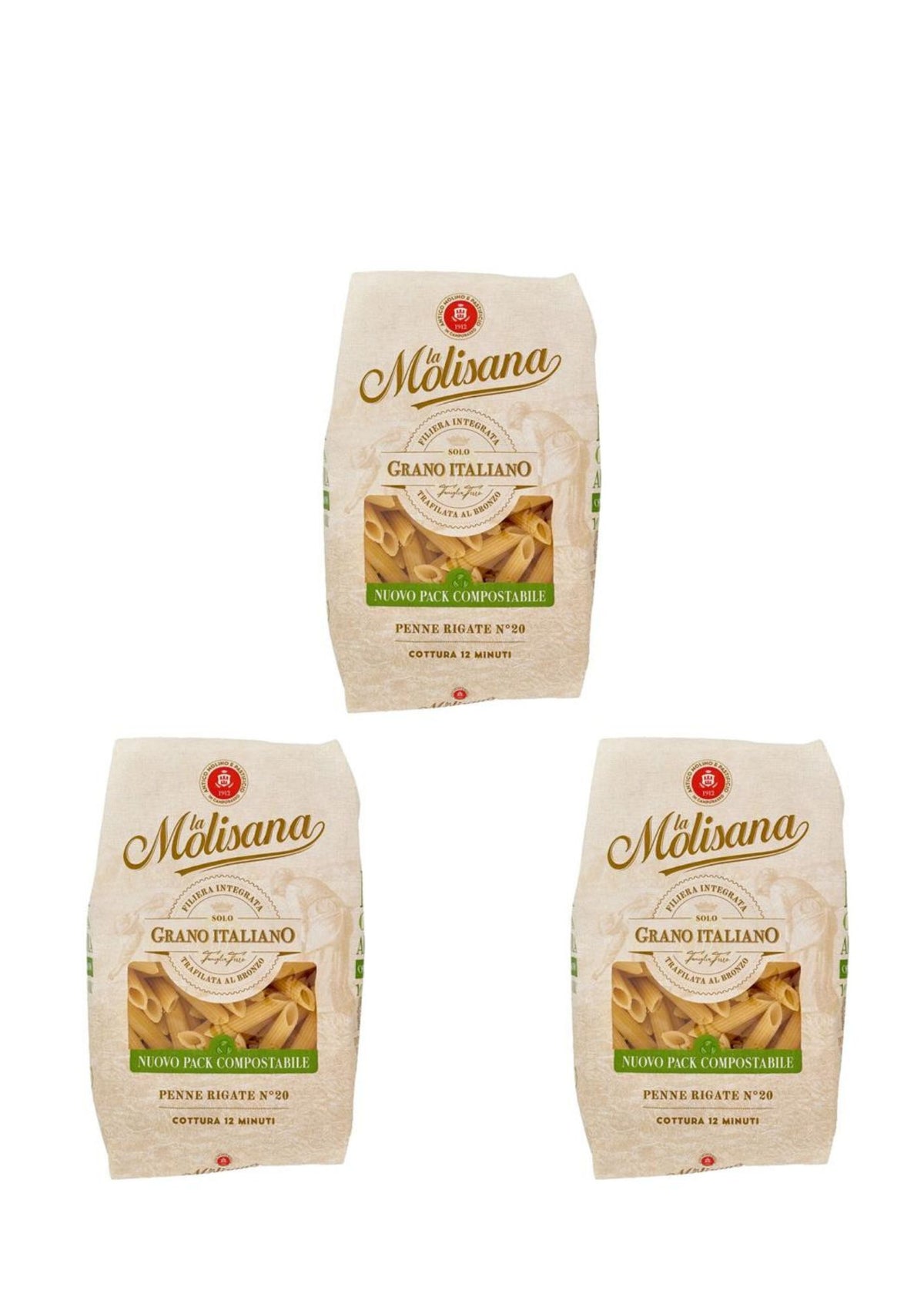 La Molisana Penne Rigate N° 20 (3 x 500g) – Pasta aus Molise – italienisch Original