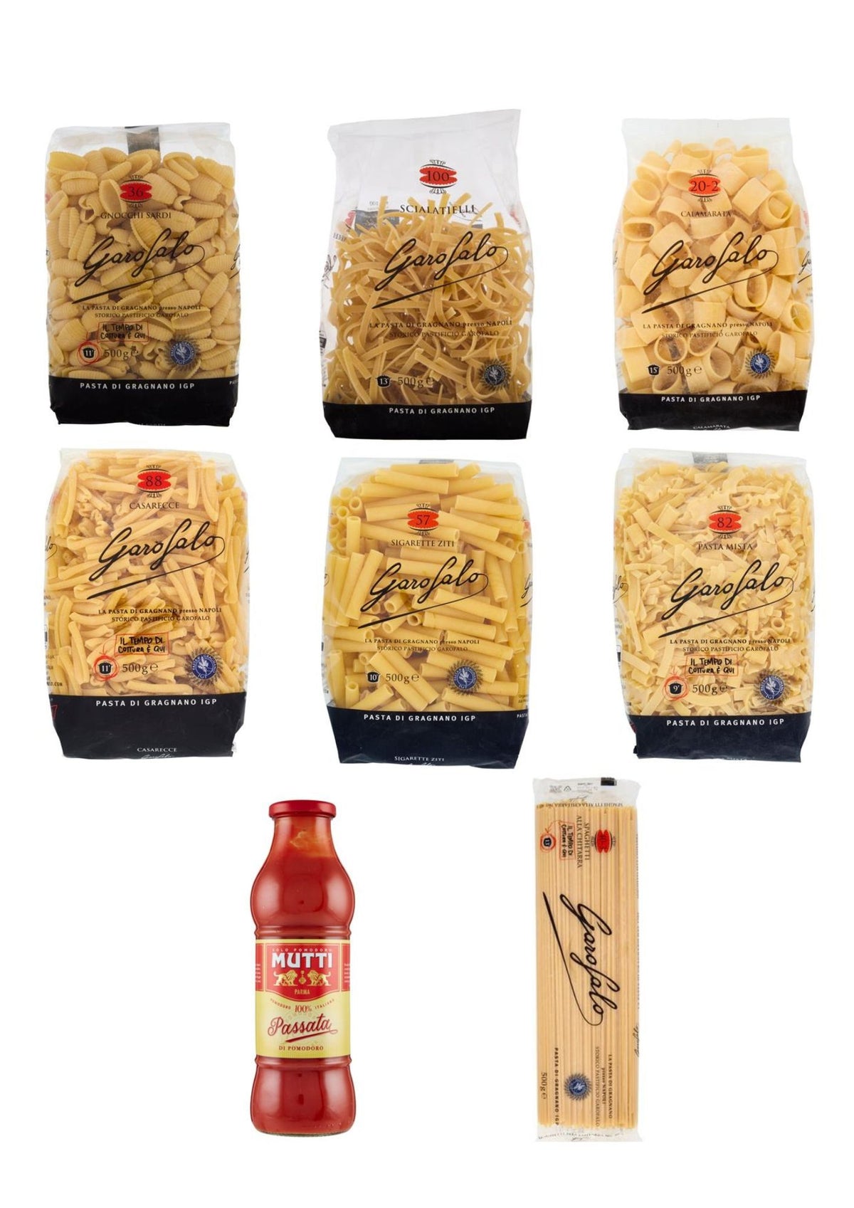 Garofalo Chef Tasting Mix (7 x 500g) + GRATIS Mutti Passata (700g)  – italienisch Original
