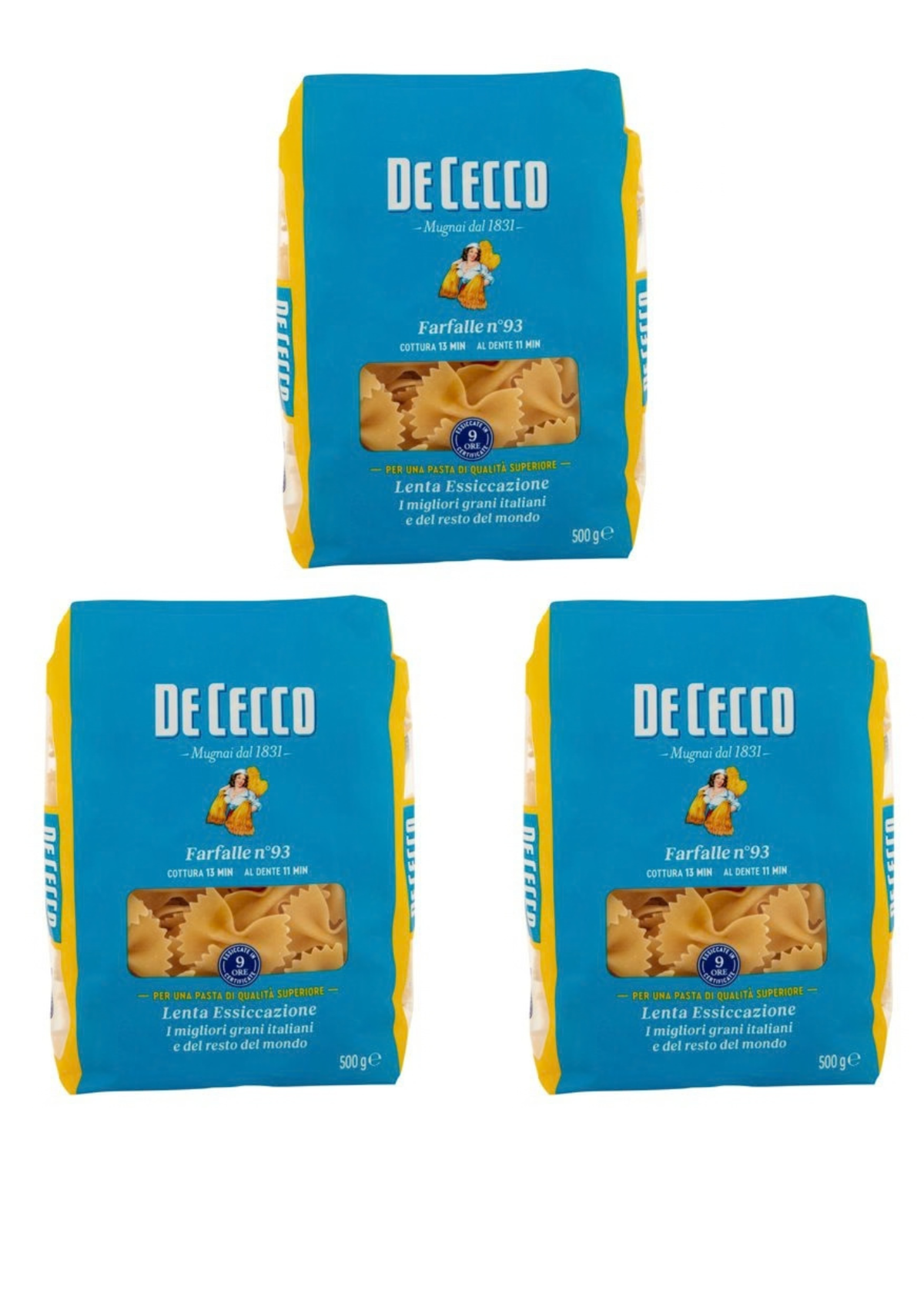 De Cecco Farfalle N° 93 (3er-Pack / 3 x 500g) – Pasta aus den Abruzzen – italienisch Original
