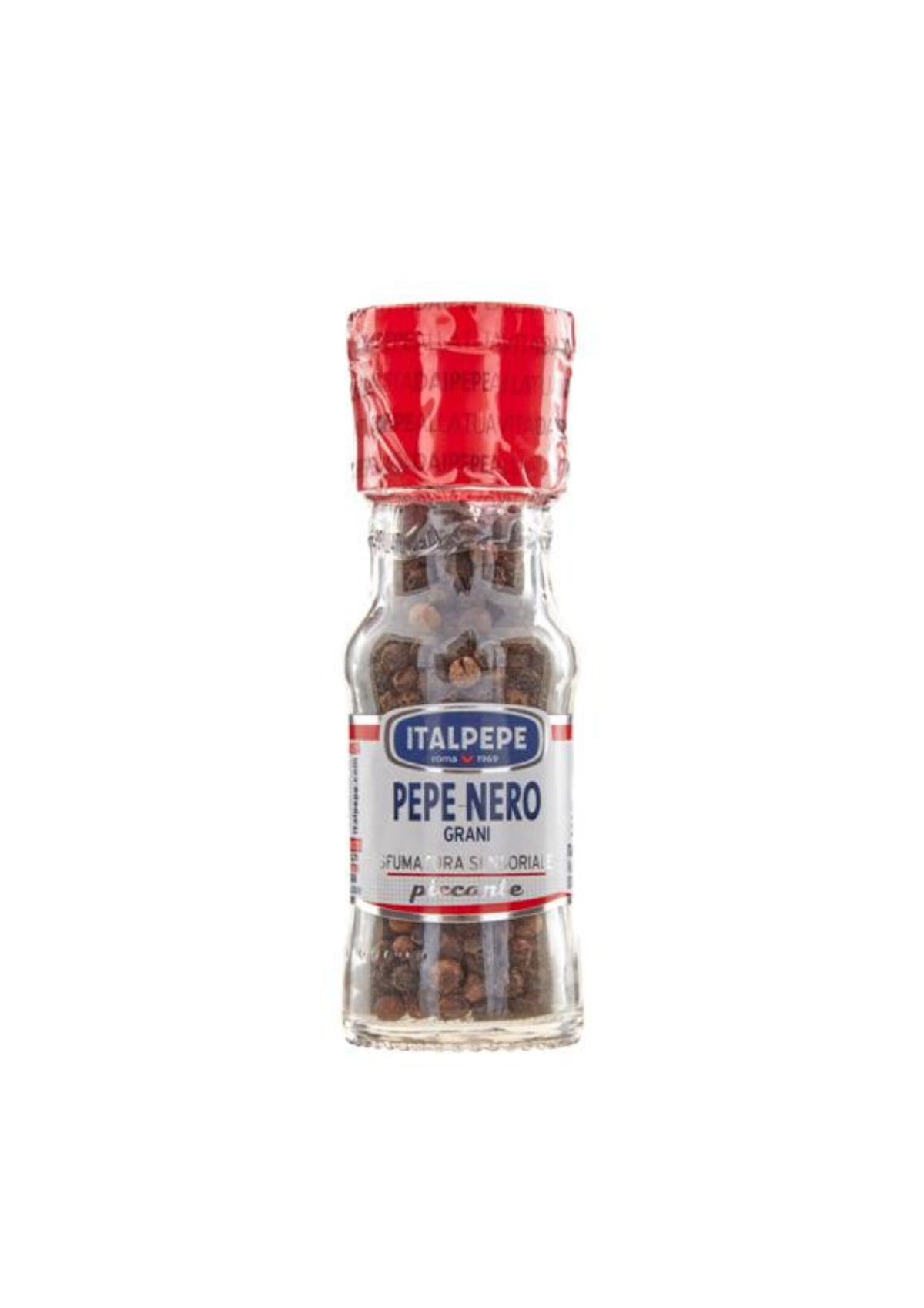 Italpepe Pepe Nero in Grani (30g) – Ganze schwarze Pfefferkörner im Glasstreuer – italienisch Original