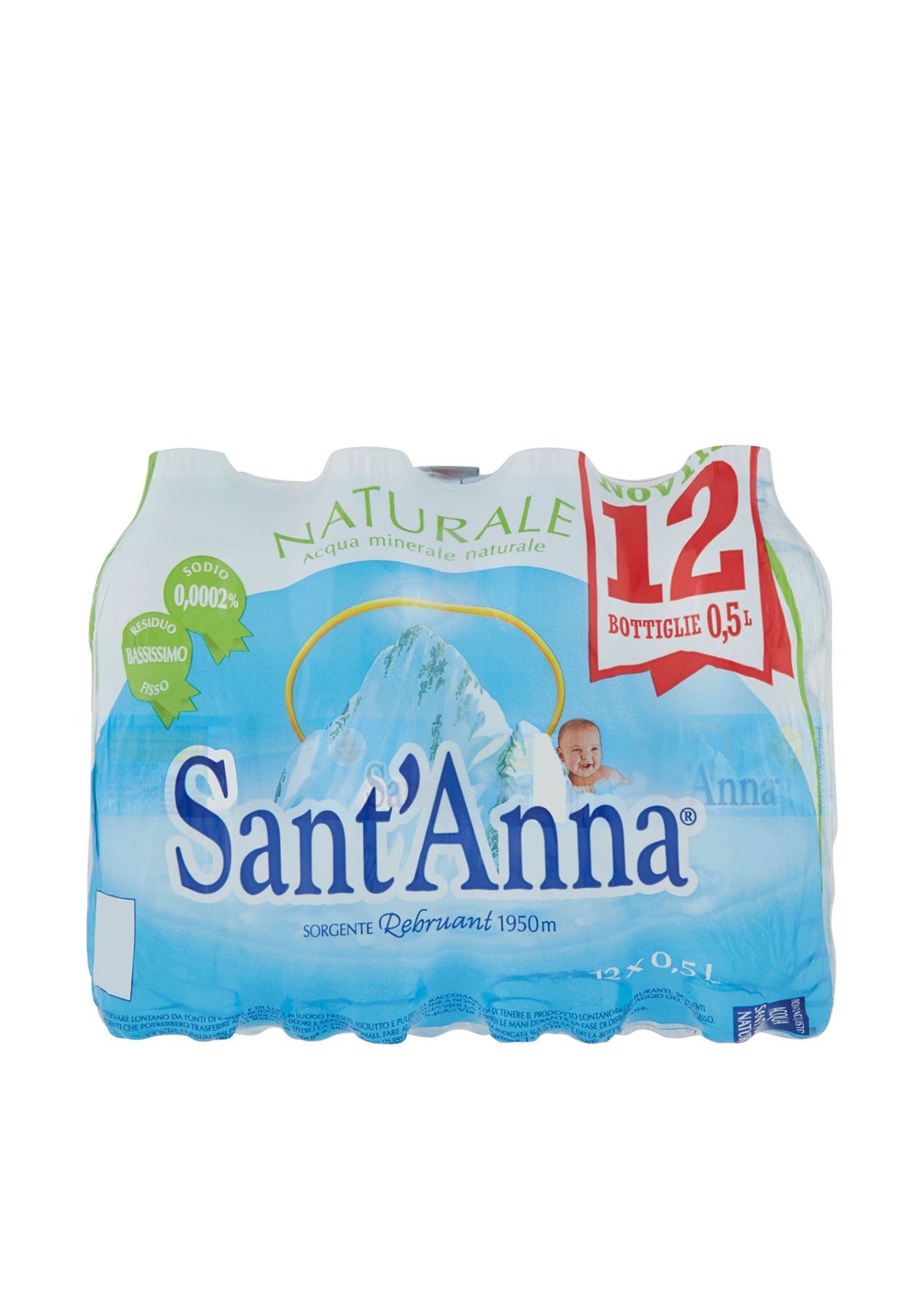 Sant'Anna Mineralwasser ohne Kohlensäure (12 x 0,5L PET) – italienisch Original