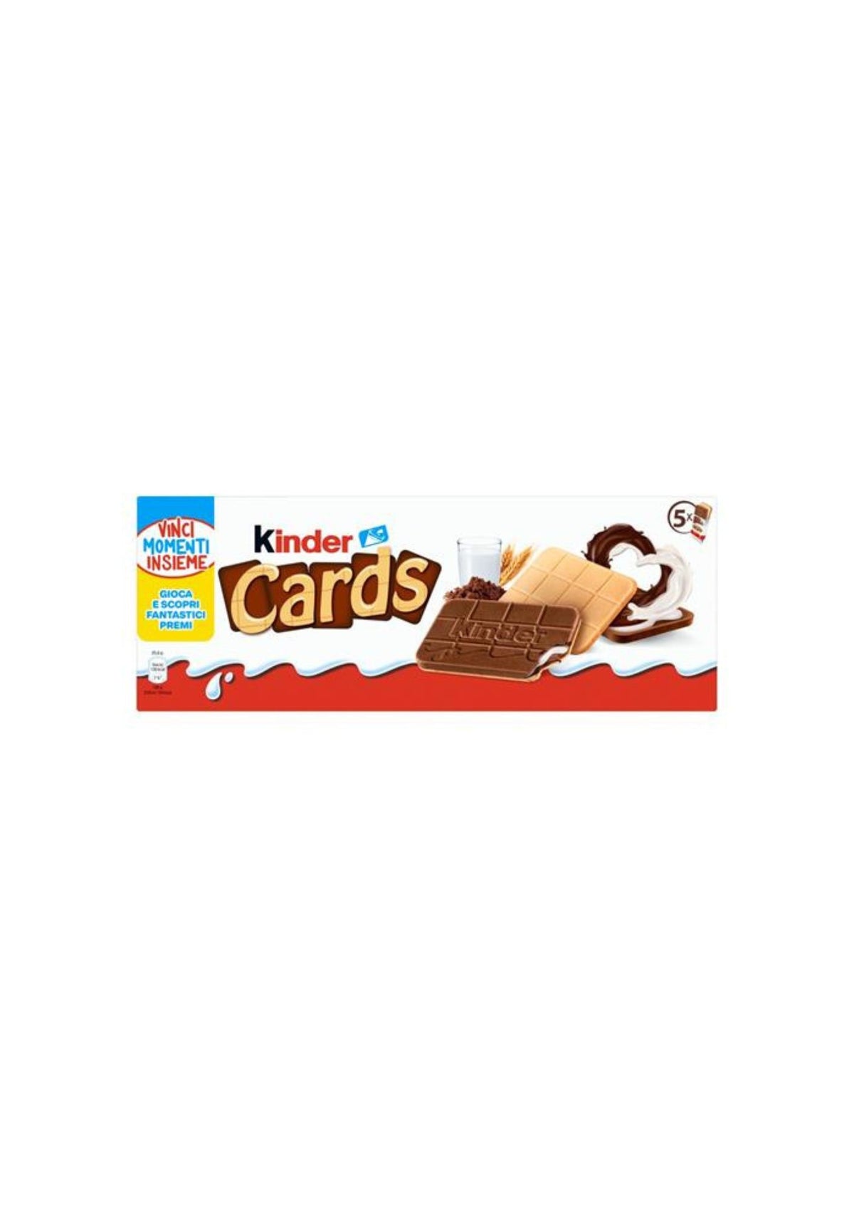 Kinder Cards – Waffelkekse mit Milch-Kakao-Cremefüllung – italienisch Original – 5er-Pack – 5 × 25,6 g