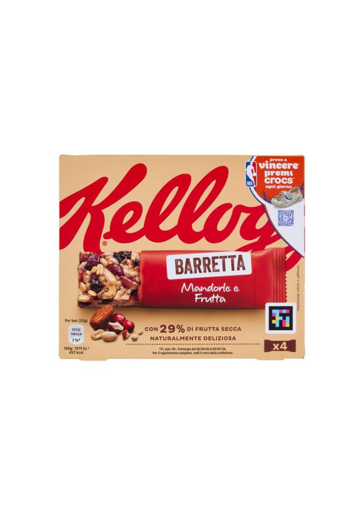 Kellogg's – Hafer-Riegel mit Mandeln, Erdnüssen und Trockenfrüchten (4er-Pack) – 4 × 32 g
