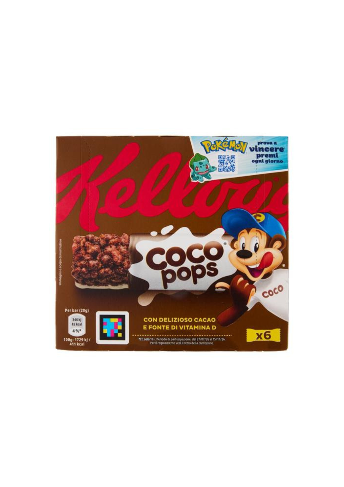 Kellogg's Coco Pops – Knusprige Schoko-Reis-Cerealien (6er-Pack) - 6 × 20 g