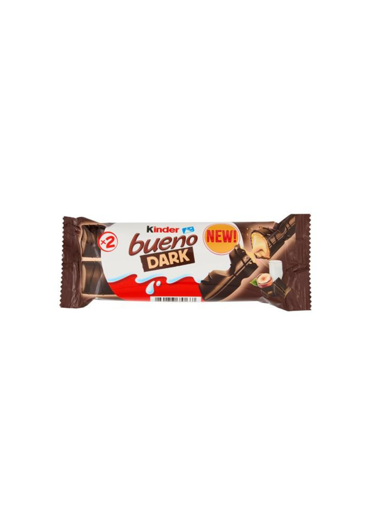 Kinder Bueno Dark – Knuspriger Waffelsnack mit Milch-Haselnusscreme und Zartbitterschokoladenüberzug-italienisch Original- (2er-Pack) – 2 × 21,5 g