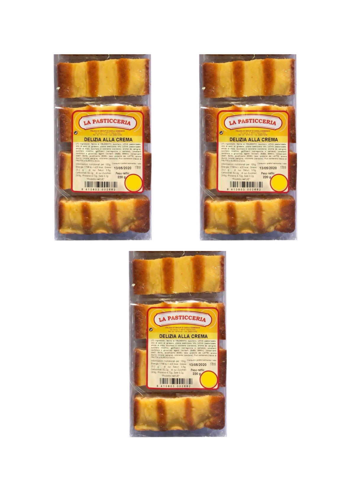 La Pasticceria Cremekuchen mit Cremefüllung – italienisch Original – 3er-pack - 3 x 220 g