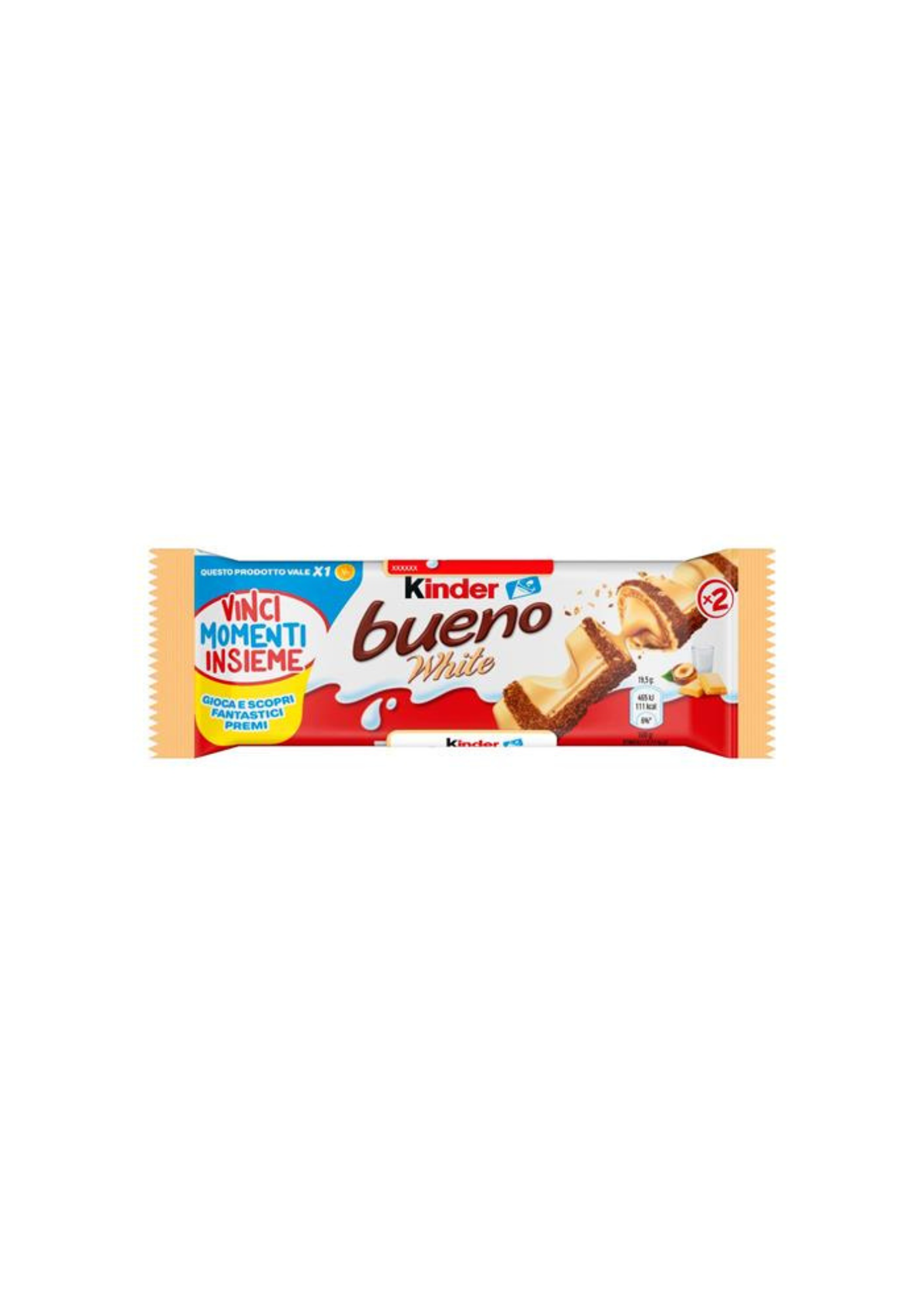 Kinder Bueno White – Waffel mit Milch-Haselnuss-Füllung und weißer Schokoladenhülle-italienisch Original- (3er-Pack) - 3x39g