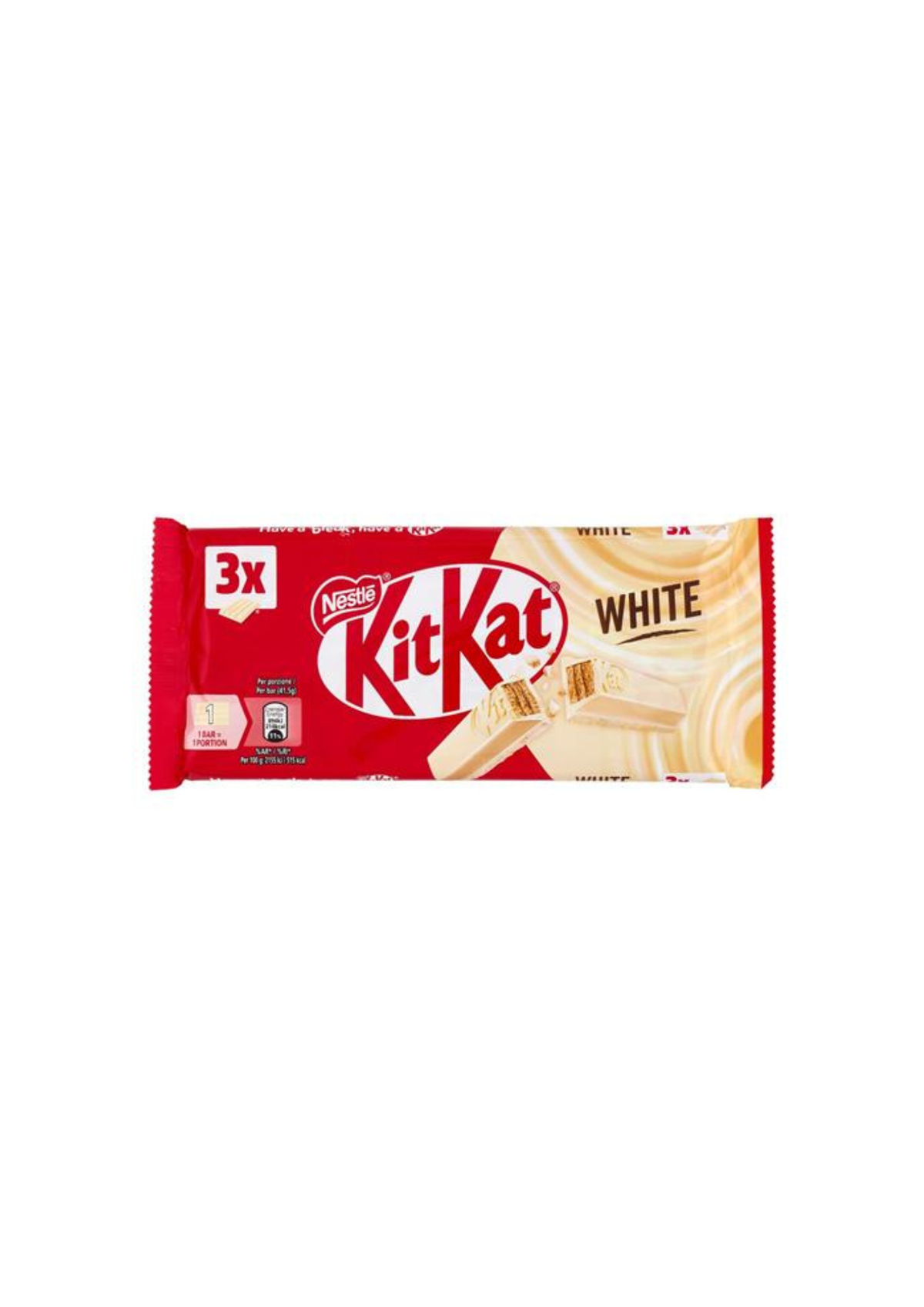 KITKAT White – Knusprige Waffel mit weißem Schokoladenüberzug (3er-Pack) – 3 × 41,5 g