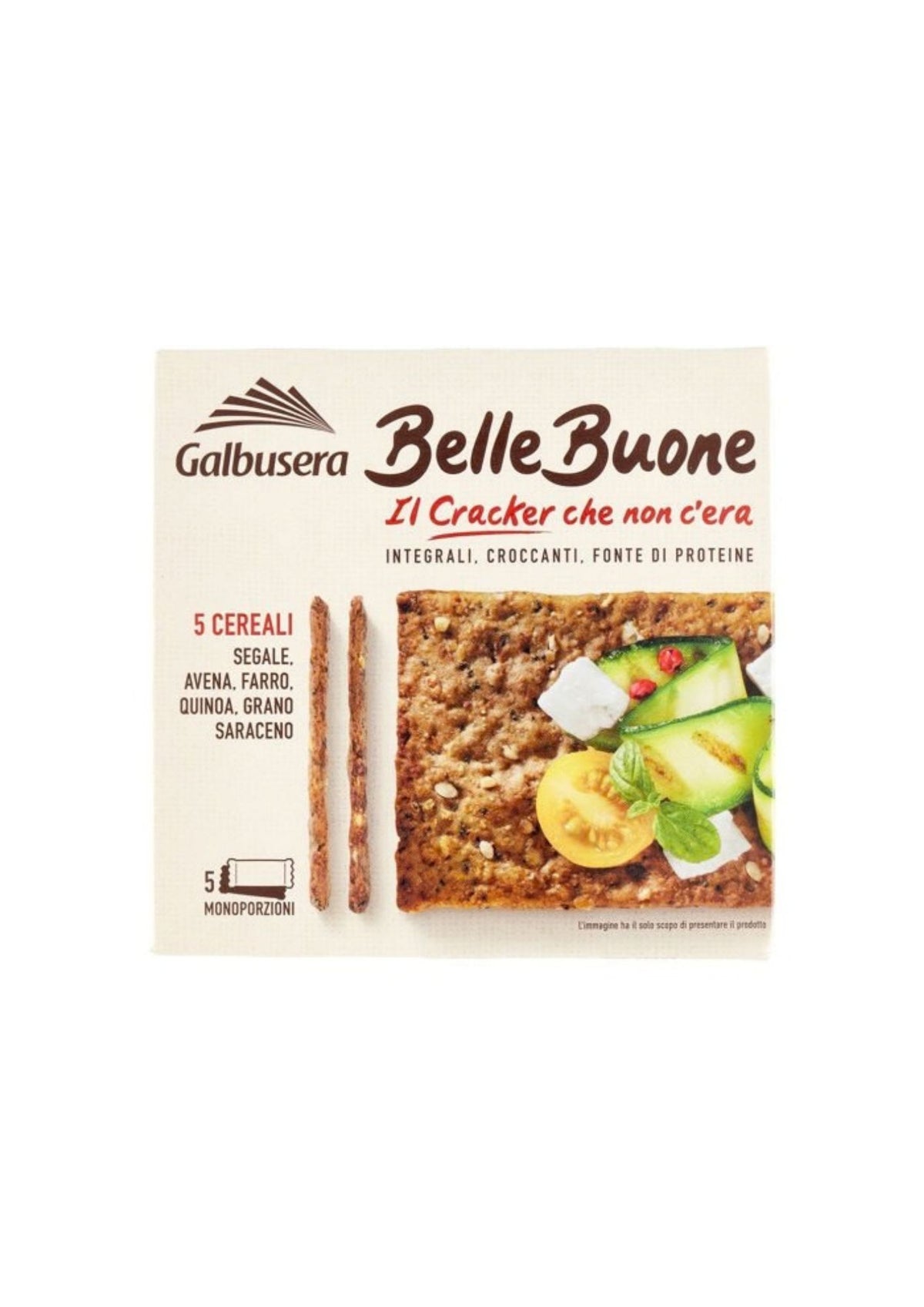 Galbusera BelleBuone Vollkorn-Cracker mit 5 Getreidesorten – italienisch Original – 5er-Pack – 5 × 40 g