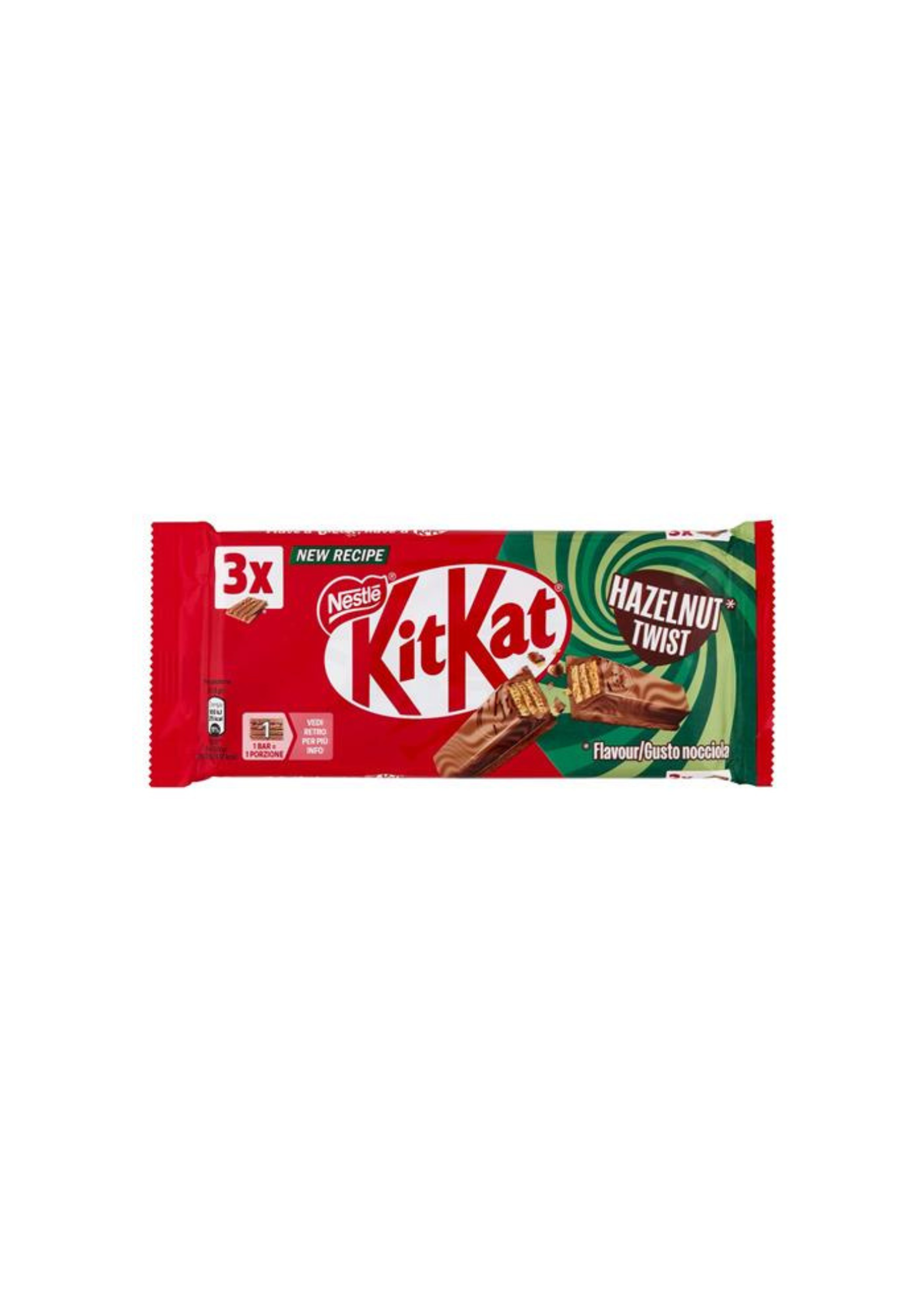 KITKAT Hazelnut Twist – Knusprige Waffel mit Schokoladenüberzug und Haselnussgeschmack (3er-Pack) – 3 × 41,5 g