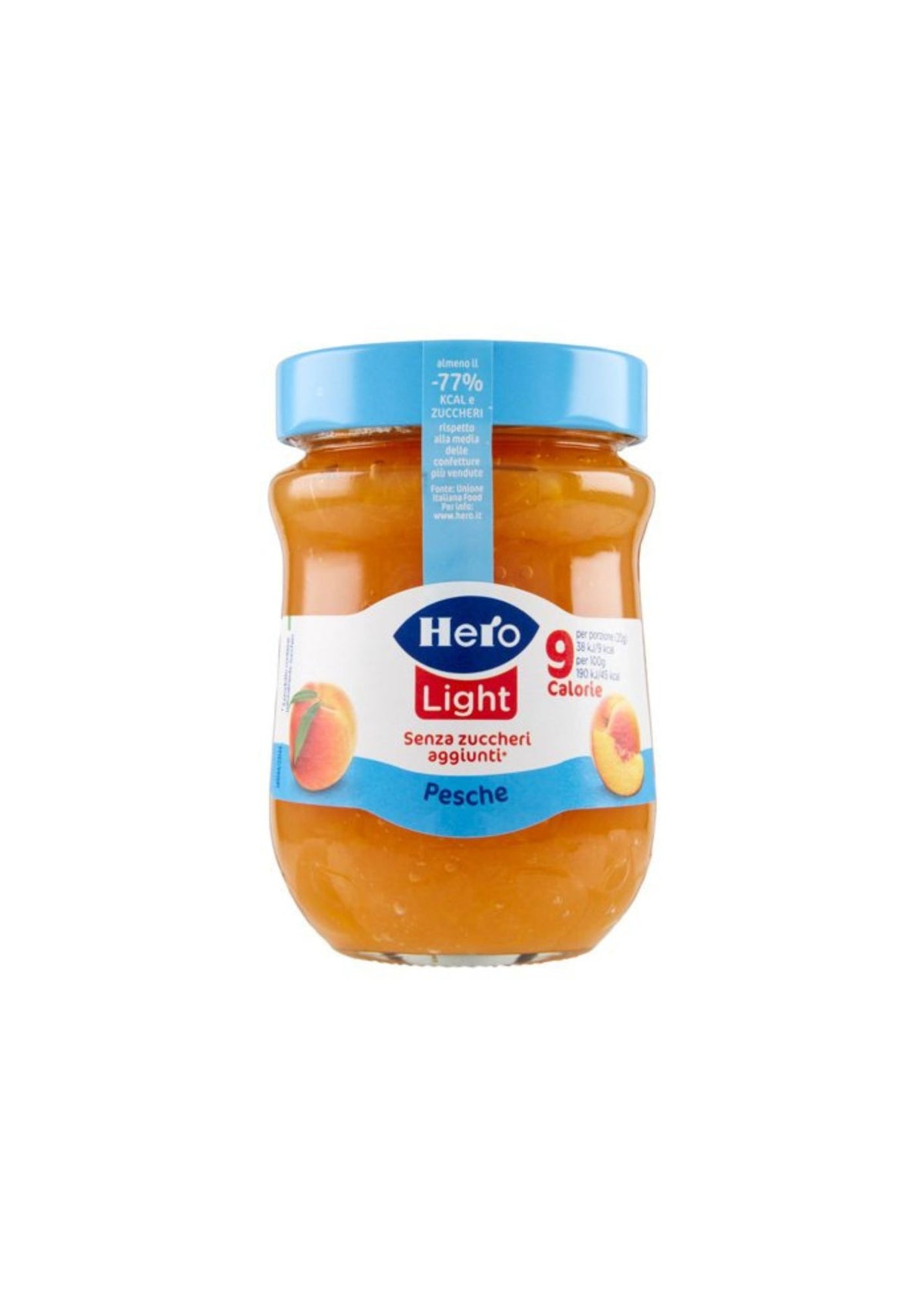 Hero Light – Leichte Pfirsichkonfitüre ohne Zuckerzusatz – 1 × 280 g
