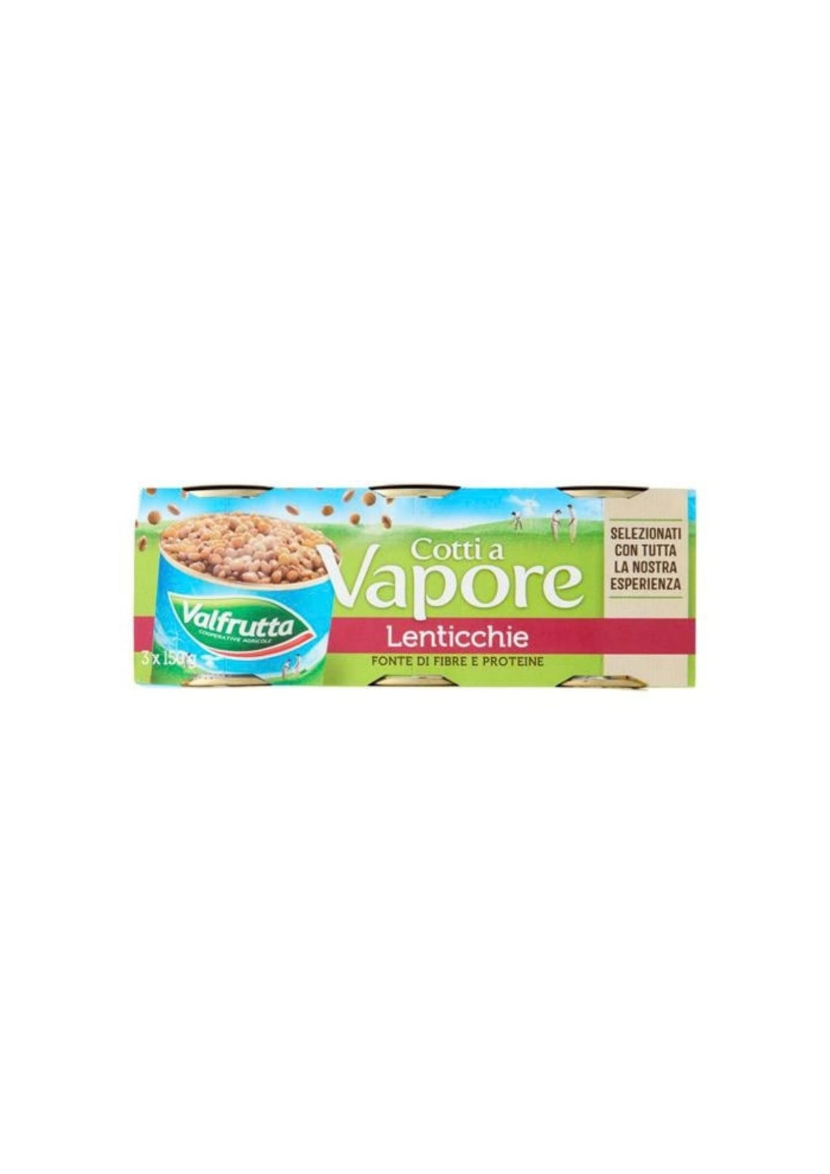 Valfrutta Italienische Linsen – schonend dampfgegart – italienisch Original – 3er-Pack – 3 × 150 g