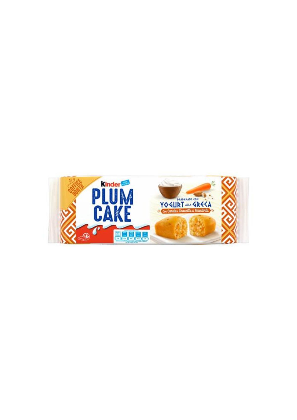Kinder Plumcake – Weicher Karottenkuchen mit griechischem Joghurt und Mandelstückchen- italienisch Original- (6er-Pack) – 6 × 32 g
