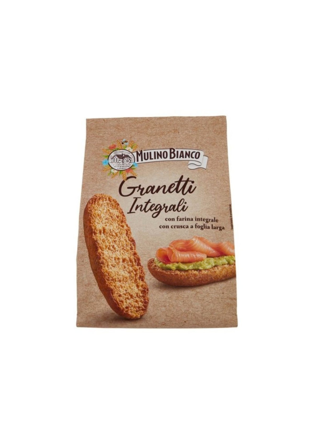 Mulino Bianco Granetti Vollkorn-Crostini – reich an Ballaststoffen – italienisch Original – 2er-Pack – 2 × 280 g