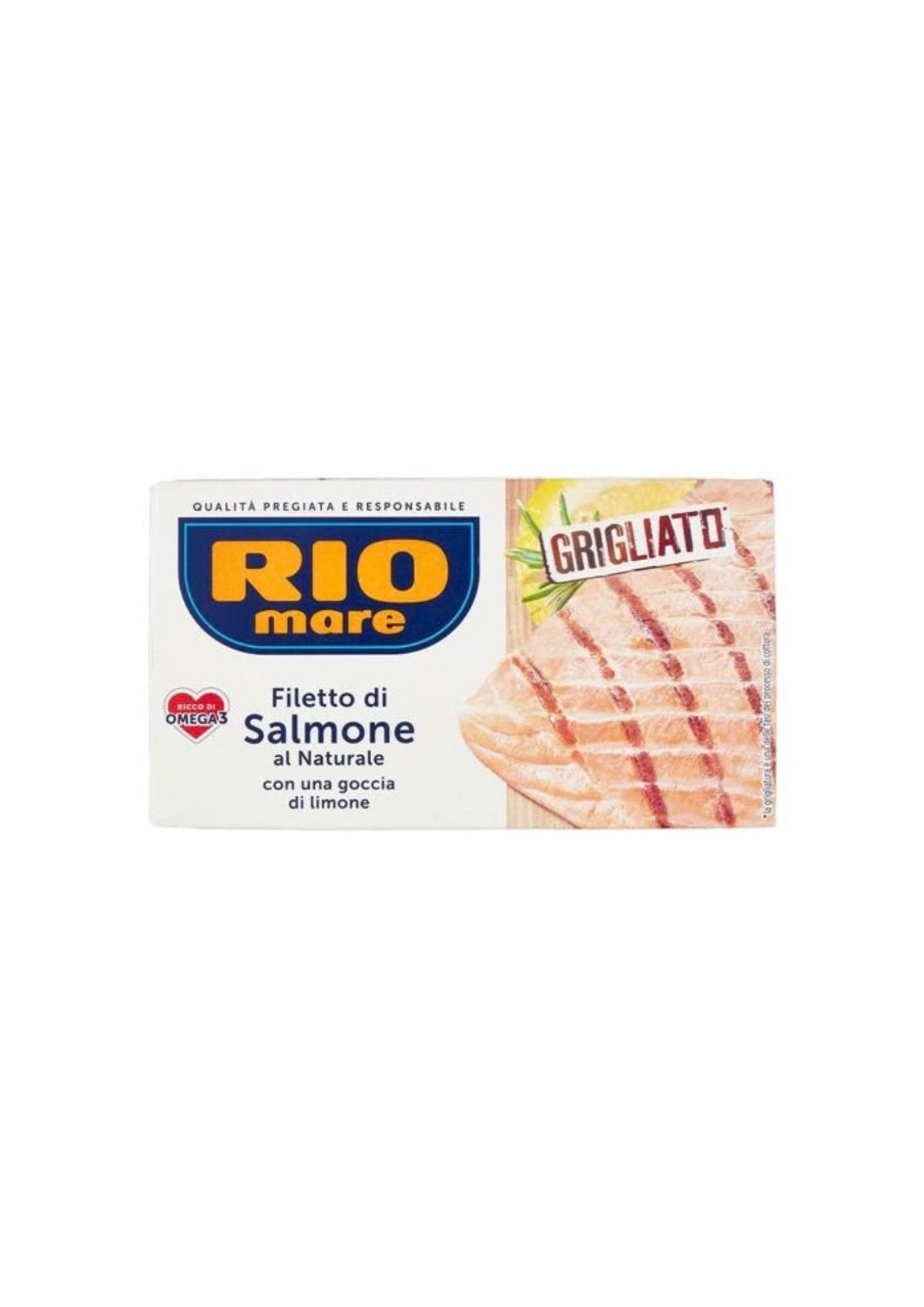 Rio Mare Gegrilltes Lachsfilet natur mit Zitrone – italienisch Original – 125 g