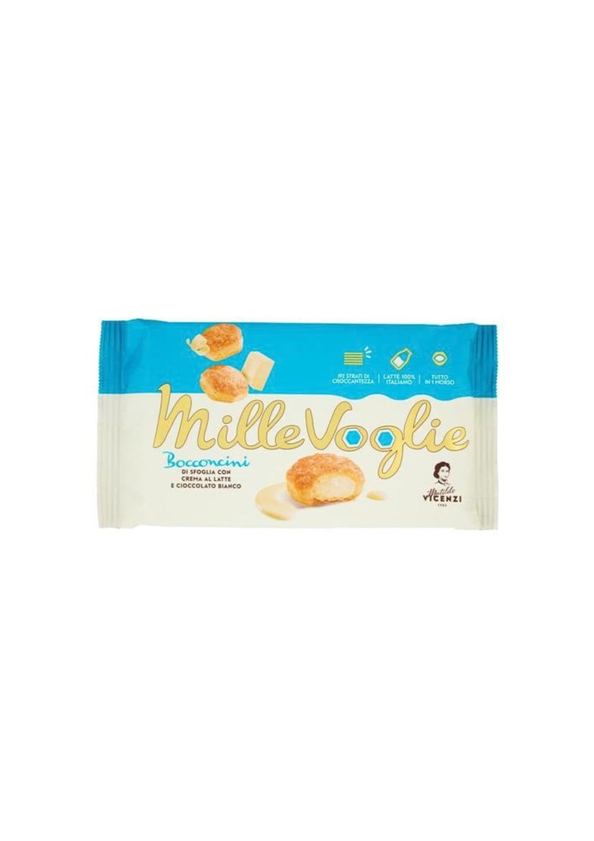 Matilde Vicenzi MilleVoglie – Bocconcini di Sfoglia mit Milchcreme und weißer Schokolade – italienisch Original – 100 g