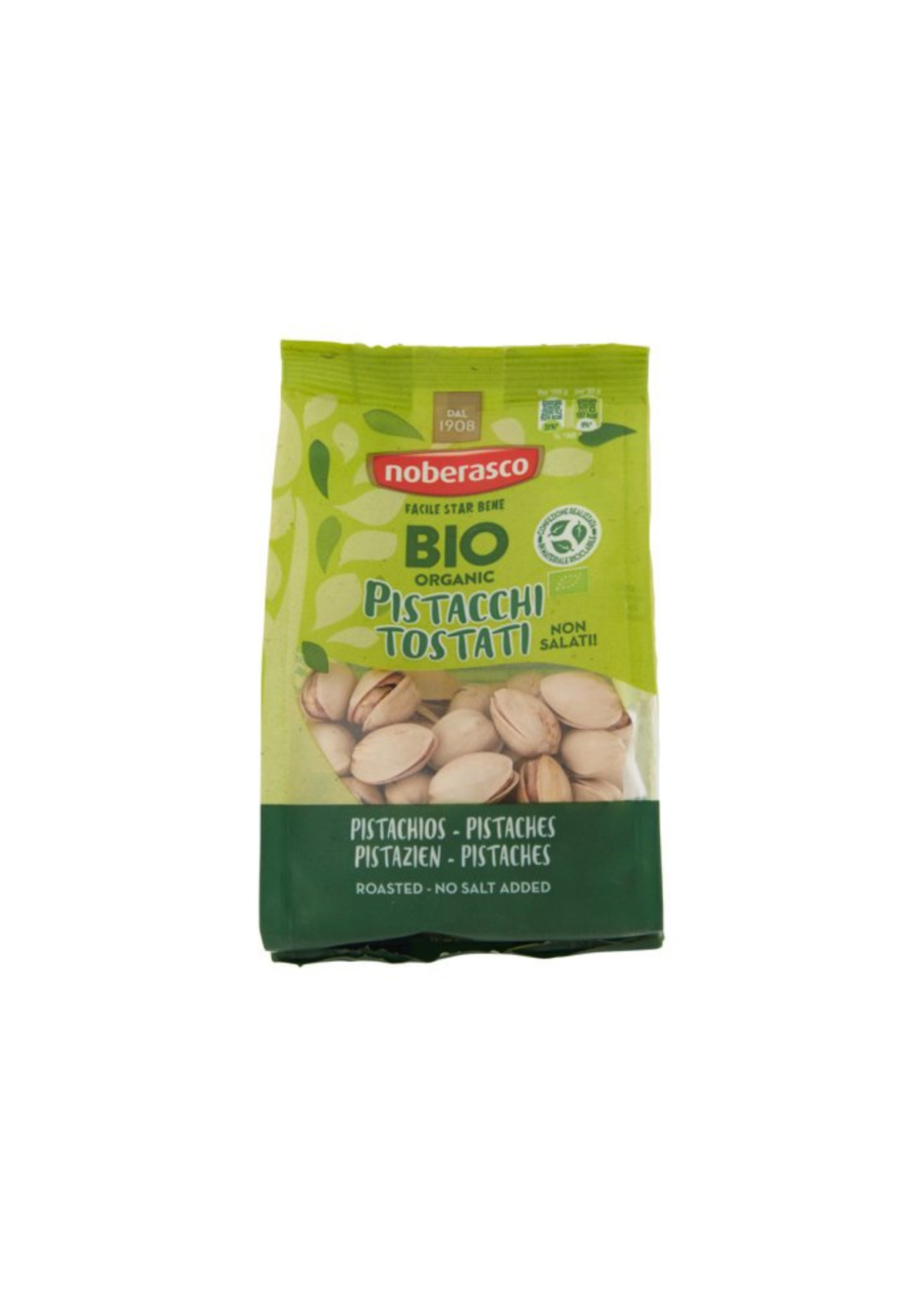 Noberasco Bio Geröstete, ungesalzene Pistazien – 150 g – Original italienischer Snack