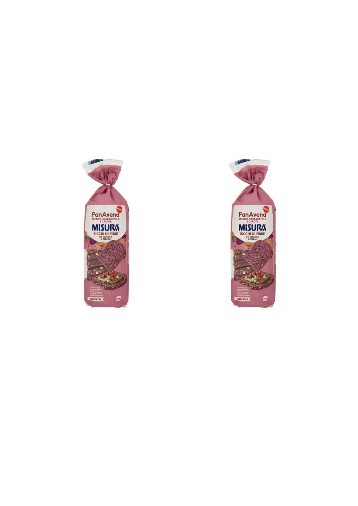 Misura Fibrextra PanAvena – Vollkornbrot mit Hafer, Sesam, Roter Bete und Karotte – italienisch Original – 2er-Pack – 2 × 400 g
