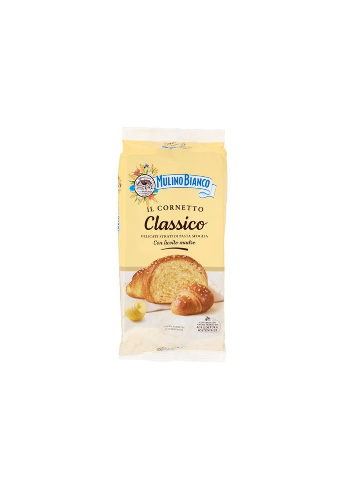Mulino Bianco Cornetti Classici – Klassische Blätterteig-Cornetti mit Sauerteig (6er-Pack) – italienisch Original – 6 × 40 g