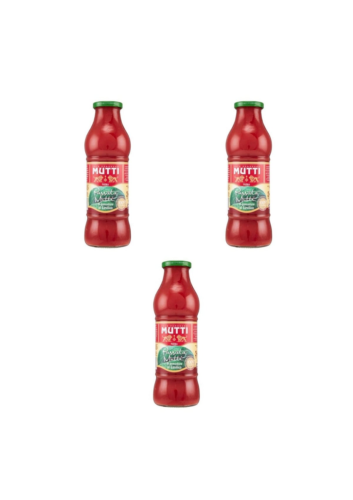 Mutti Passierte Tomaten mit Basilikum – italienisch Original – 3er-Pack – 3 × 700 g