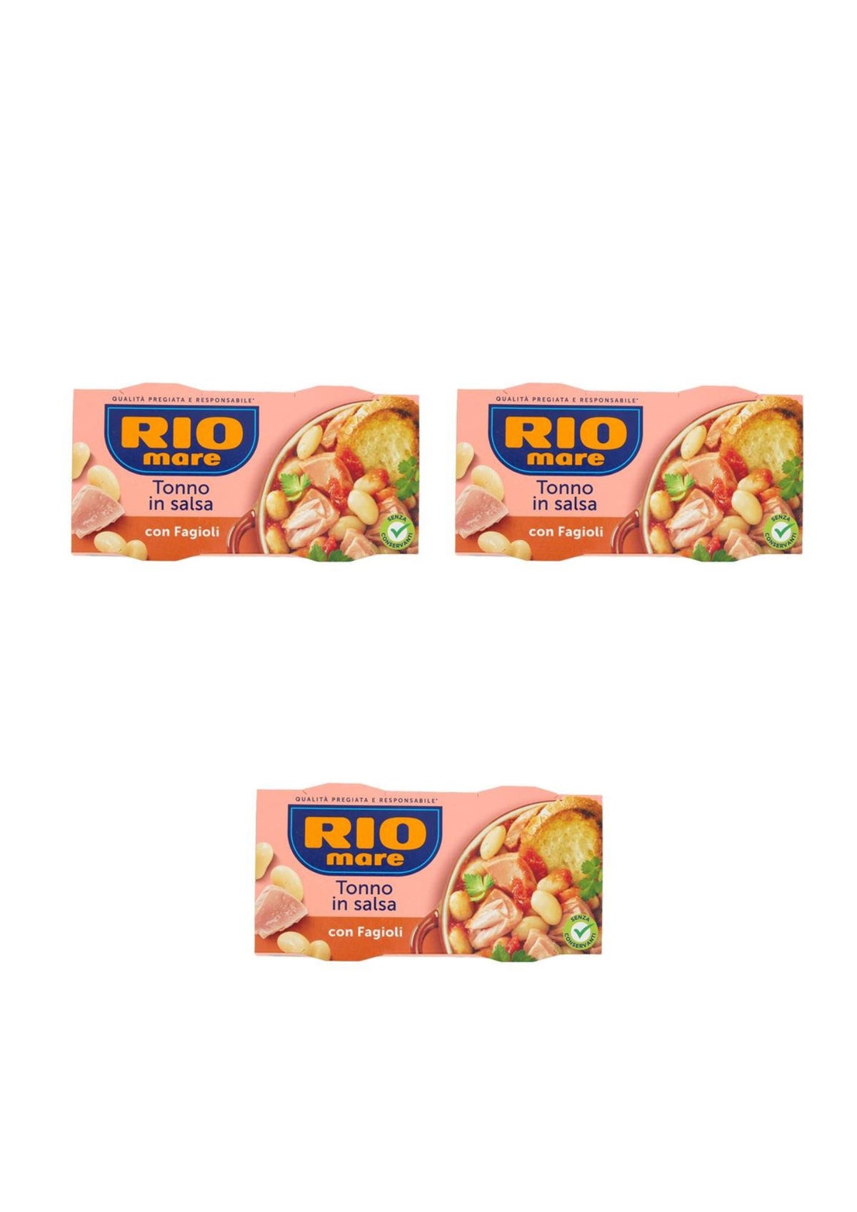 Rio Mare Thunfisch in Tomatensauce mit Bohnen – italienisch Original – 6er-Pack – 6 × 160 g