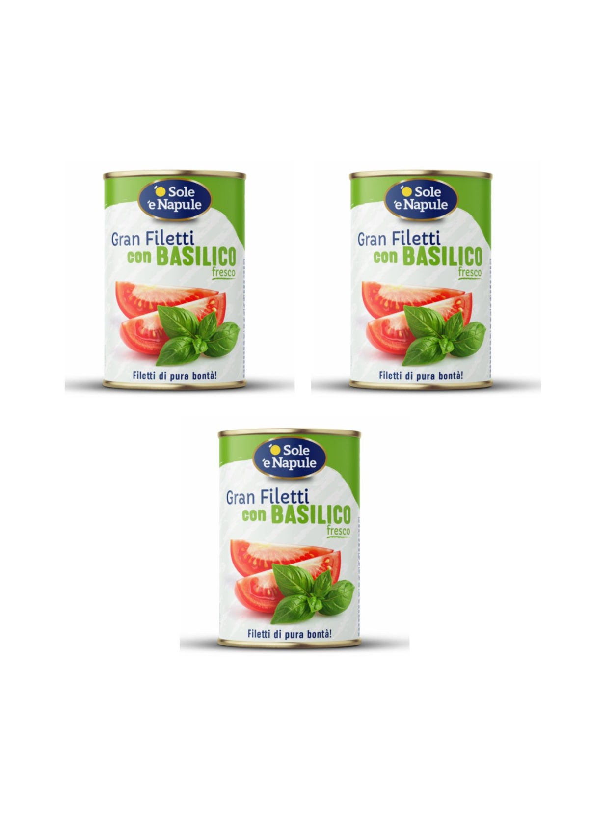 O' Sole 'e Napule Tomatenfilets mit Basilikum – italienisch Original – 3er-Pack – 3 × 400 g