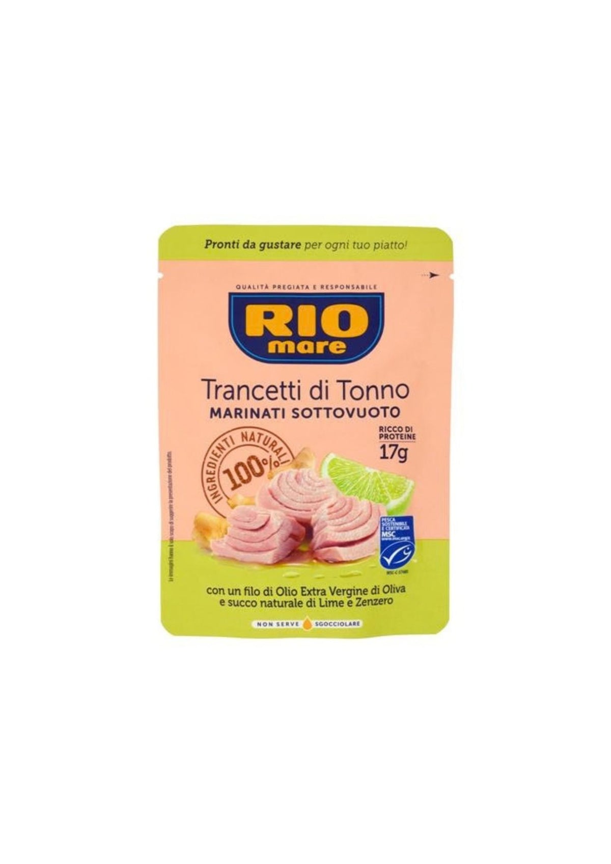 Rio Mare Thunfischstücke mit nativem Olivenöl, Limette und Ingwer – italienisch Original – 70 g