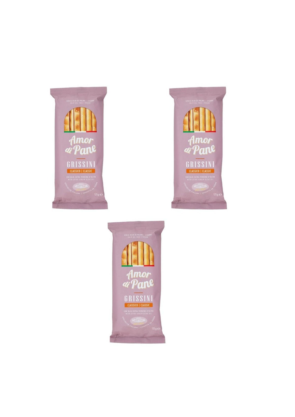 Amor di Pane Grissini Klassisch (3er-pack) – 3x125 g – Original italienischer Snack