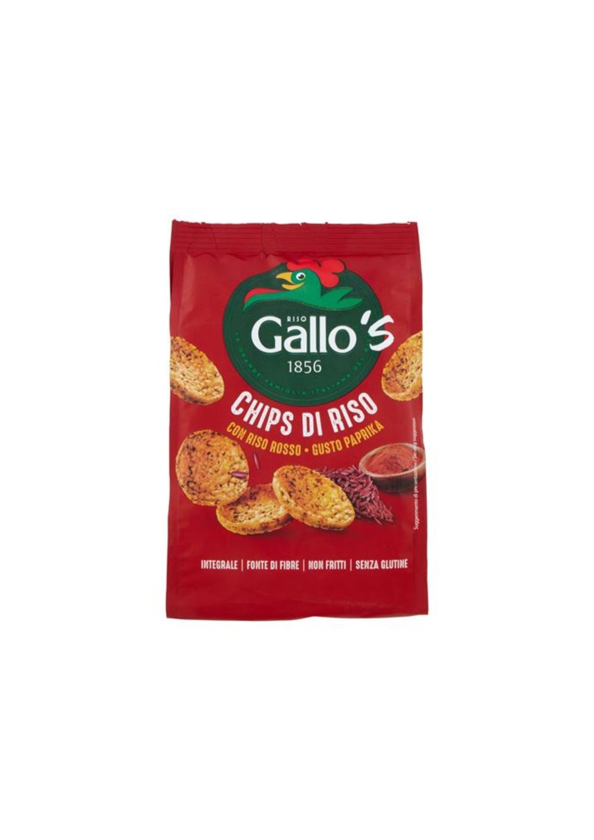 Riso Gallo's Reis-Chips mit rotem Reis Paprika-Geschmack (3er-Pack)- 3x40gr - Original italienisch Snack