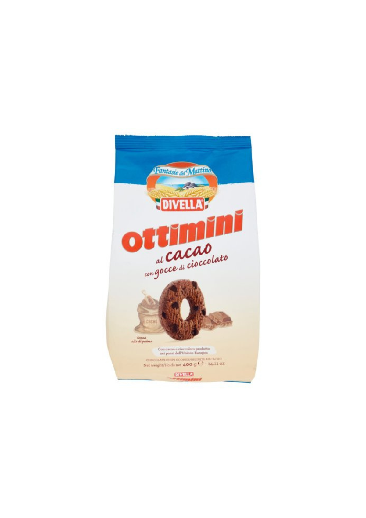 Divella Ottimini – Kakaokekse mit Schokoladenstückchen – italienisch Original – 1 × 400 g