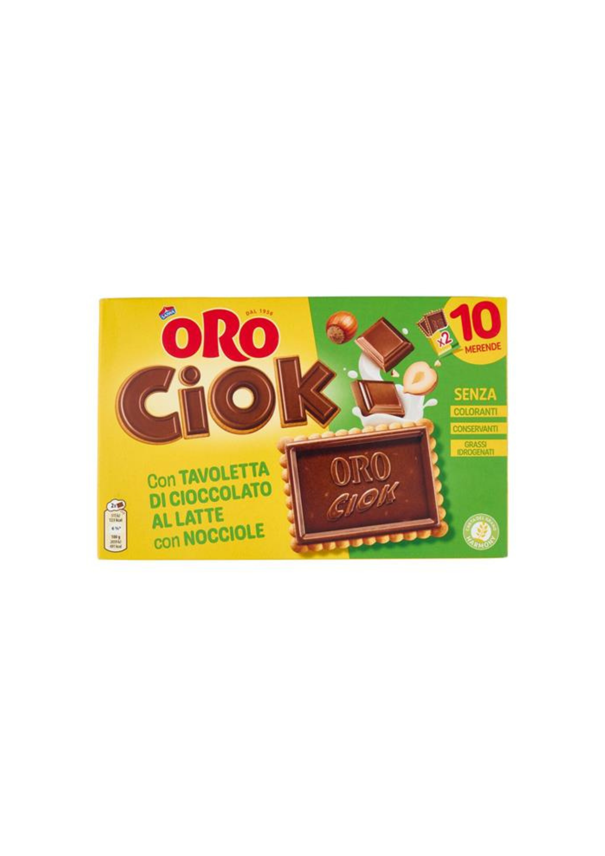 Oro Ciok – Kekse mit Milchschokoladentafel und Haselnüssen -italienisch Original- (10er-Pack) – 10 × 25 g