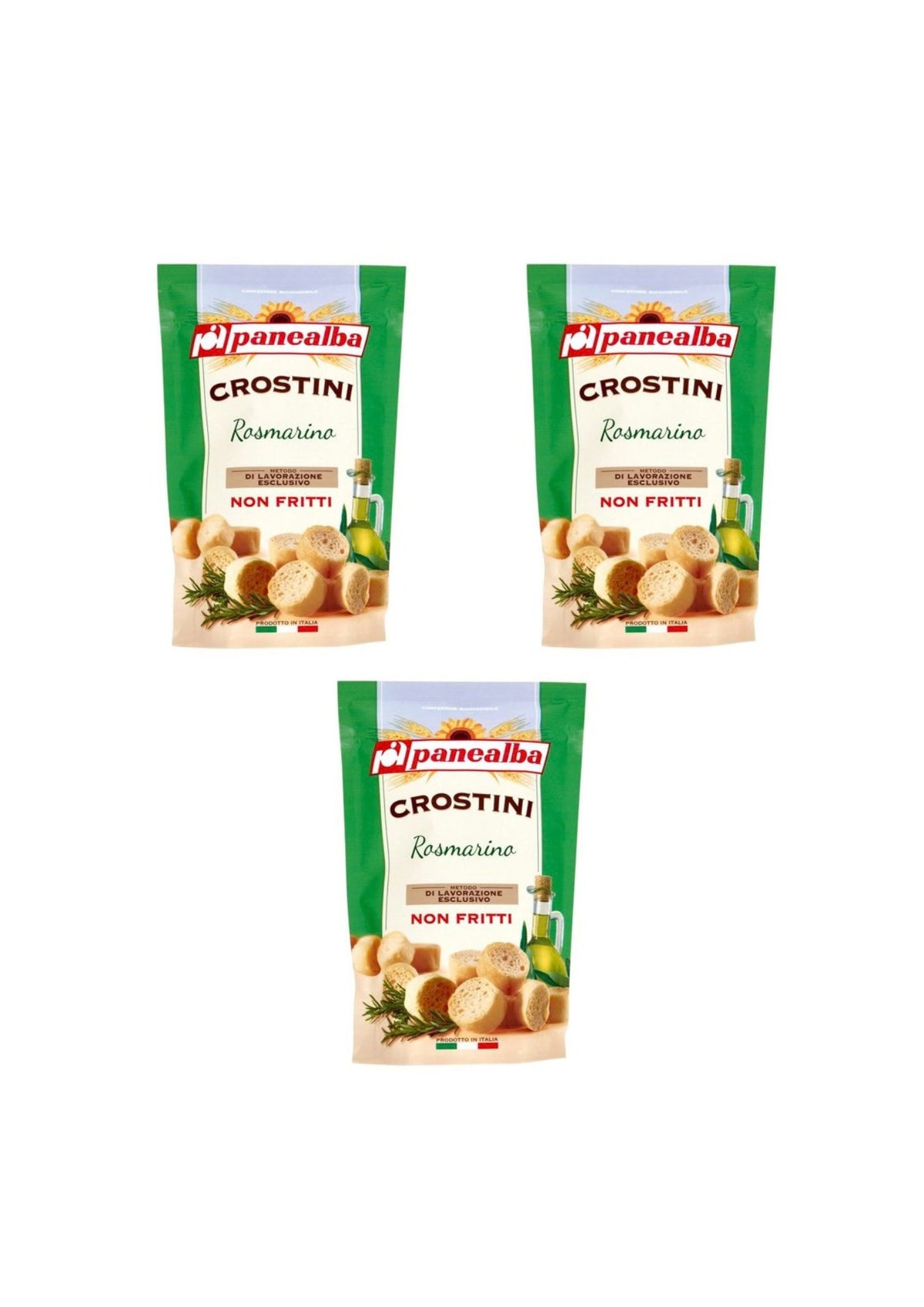 Panealba Crostini mit Rosmarin – italienisch Original – 3er-Pack – 3 × 100 g